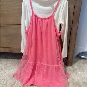 Jessica Simpson Pink Layered Dress with White Long Sleeve Top
